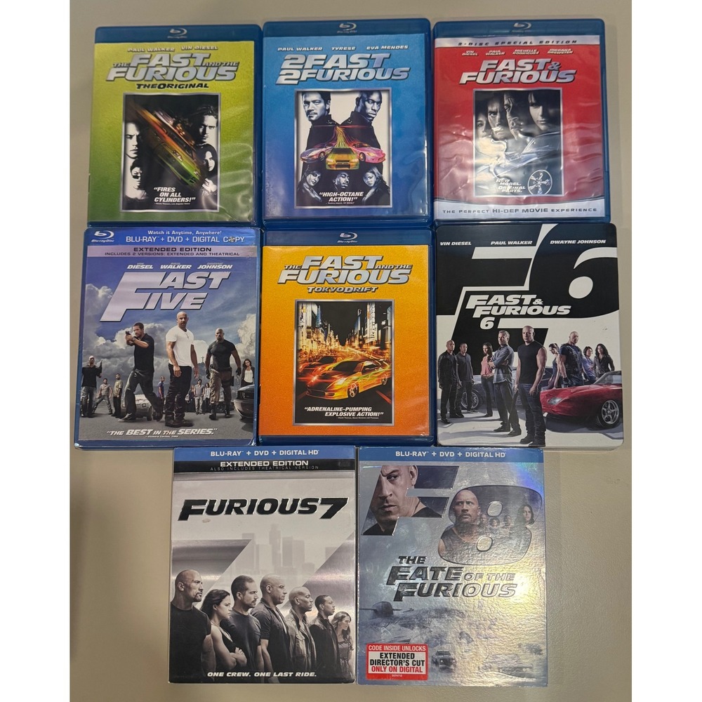 Fast and Furious 8-Movie Blu-ray Collection 1-8 Set Steelbook Extended Editions